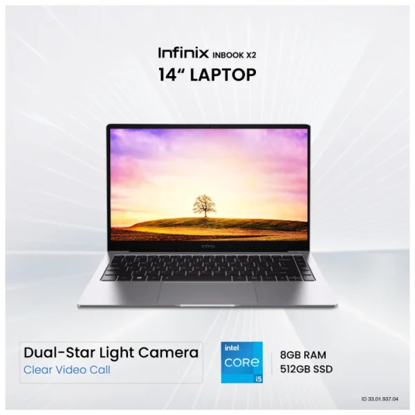 Infinix INBOOK X2 Intel Core i5 1155G7 8GB RAM 512GB SSD14 Inch FHD Display Grey Laptop