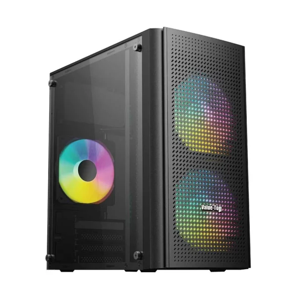 Value Top VT-M200 Mid Tower (Tempered Glass Window) Micro-ATX Black Desktop Casing with Standard PSU - Image 6