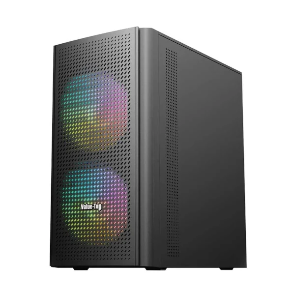 Value Top VT-M200 Mid Tower (Tempered Glass Window) Micro-ATX Black Desktop Casing with Standard PSU