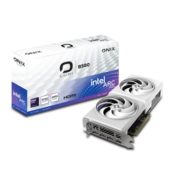 ONIX LUMI Intel Arc B580 GDDR6 OC 12GB White ARGB Gaming Graphics Card